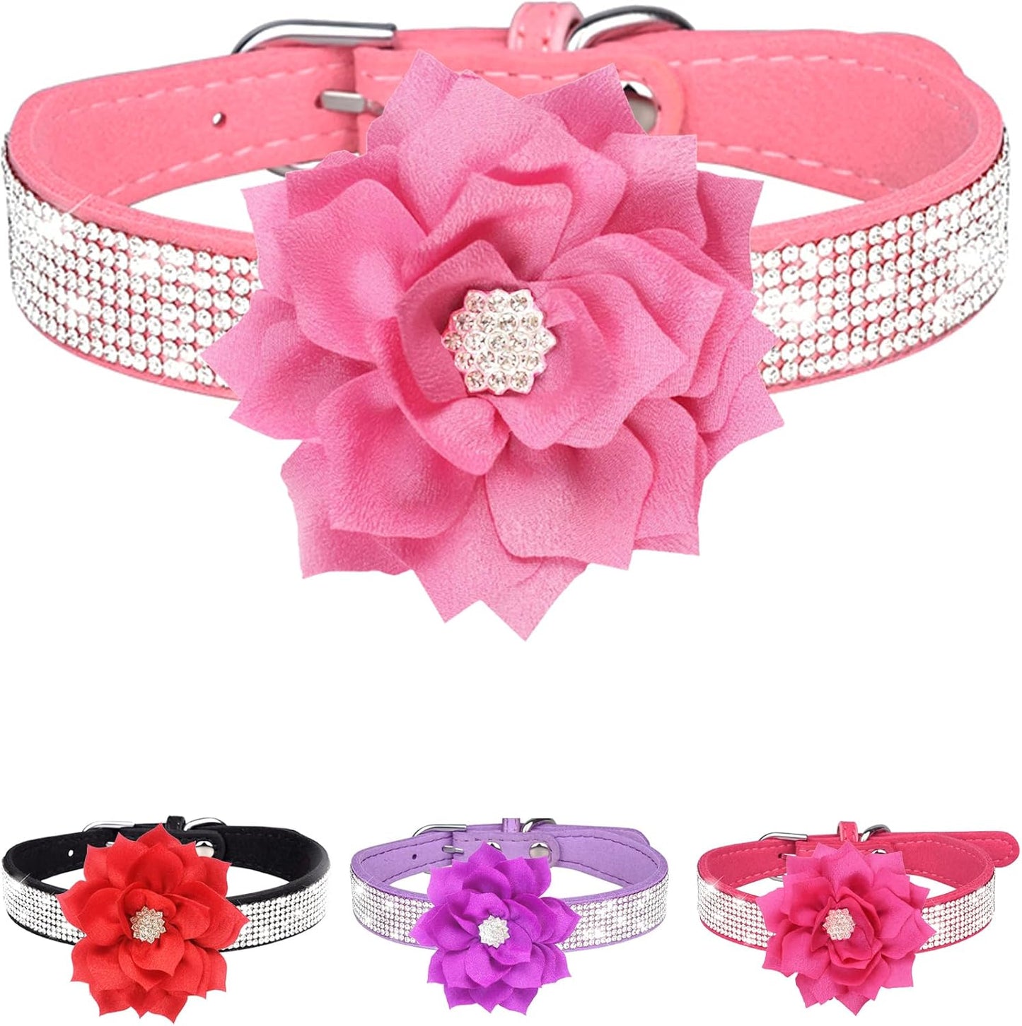 Rhinestone Dog Collar for Small Medium Dogs Pink XS Dog Collar for Girl Female D