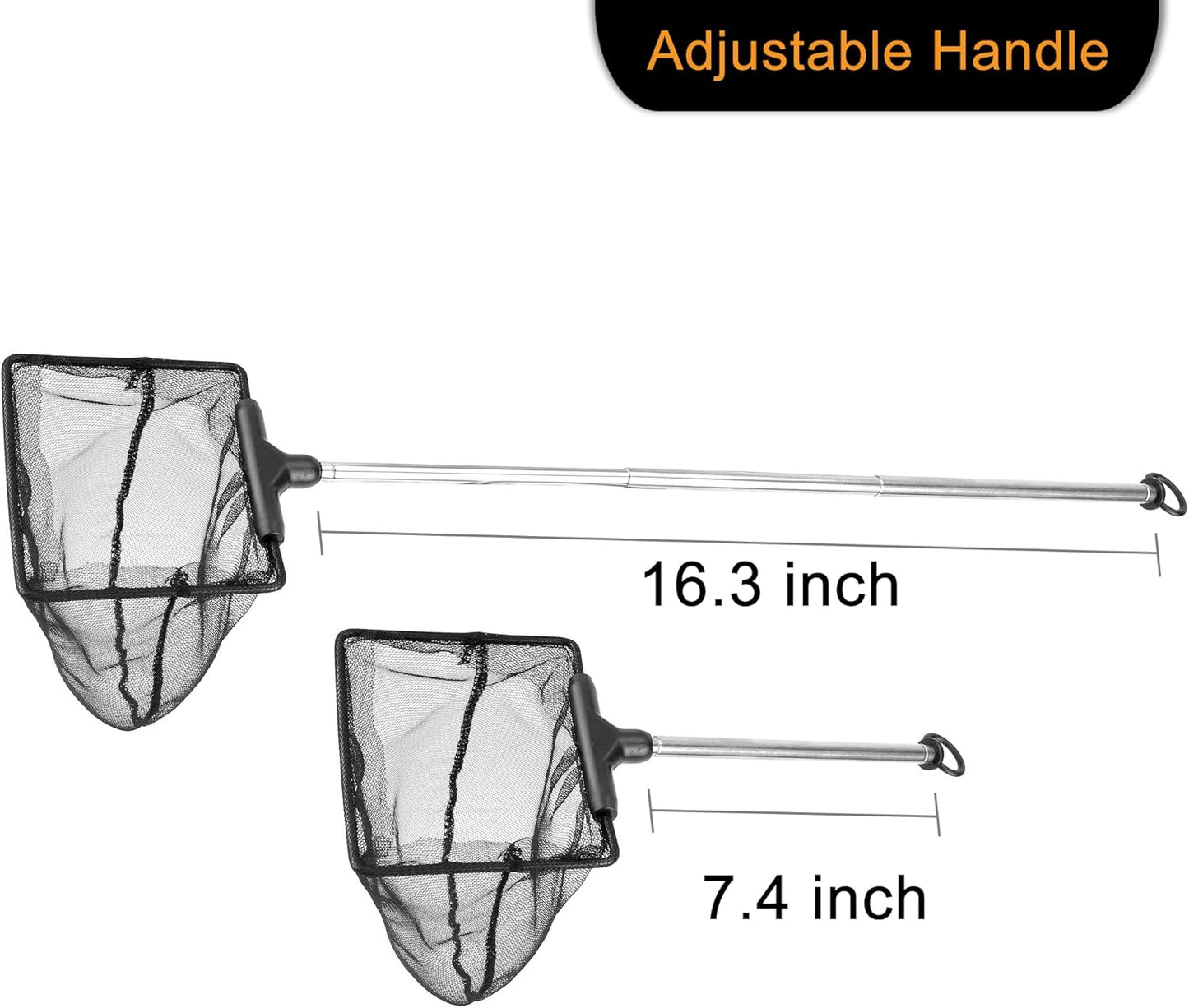 Aquarium Net with Extendable Stainless Steel Long Handle, Fine Mesh for Fish Tank
