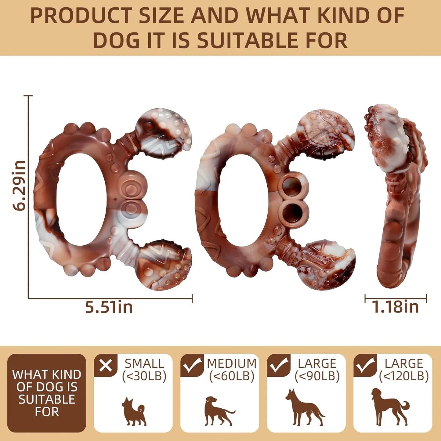 Dog Chew Toy for Aggressive Chewers – Tough & Interactive Bone for Medium to Large Dogs