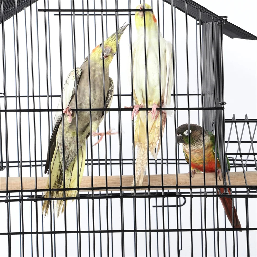 55'' Metal Rolling Bird Cage with Stand, Black