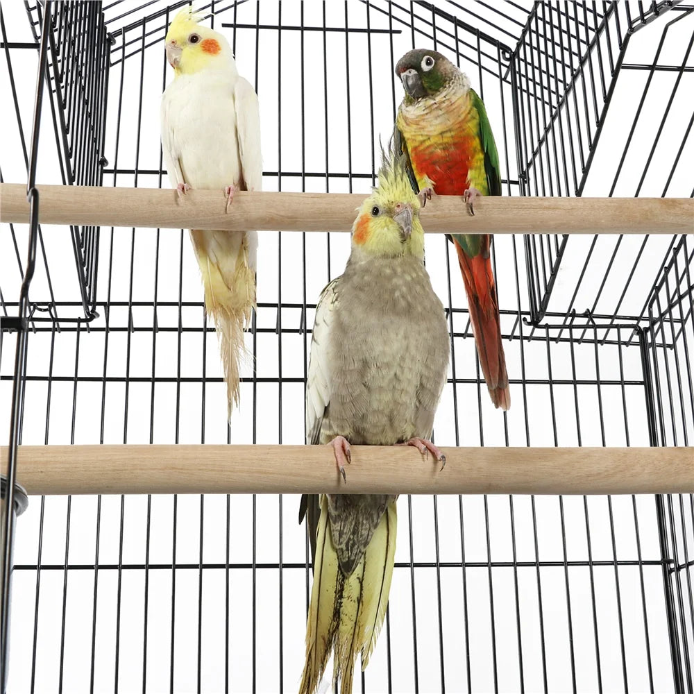 55'' Metal Rolling Bird Cage with Stand, Black