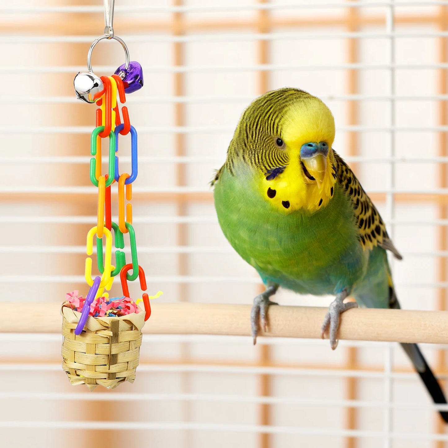 4 Pack Bird Shredding Toys,Parrots Chewing Hanging Foraging Toys Parrots Cage Shredder Toys Birds Budgies Cage Accessories for Small Parakeets,Conures,Love Birds,Finches