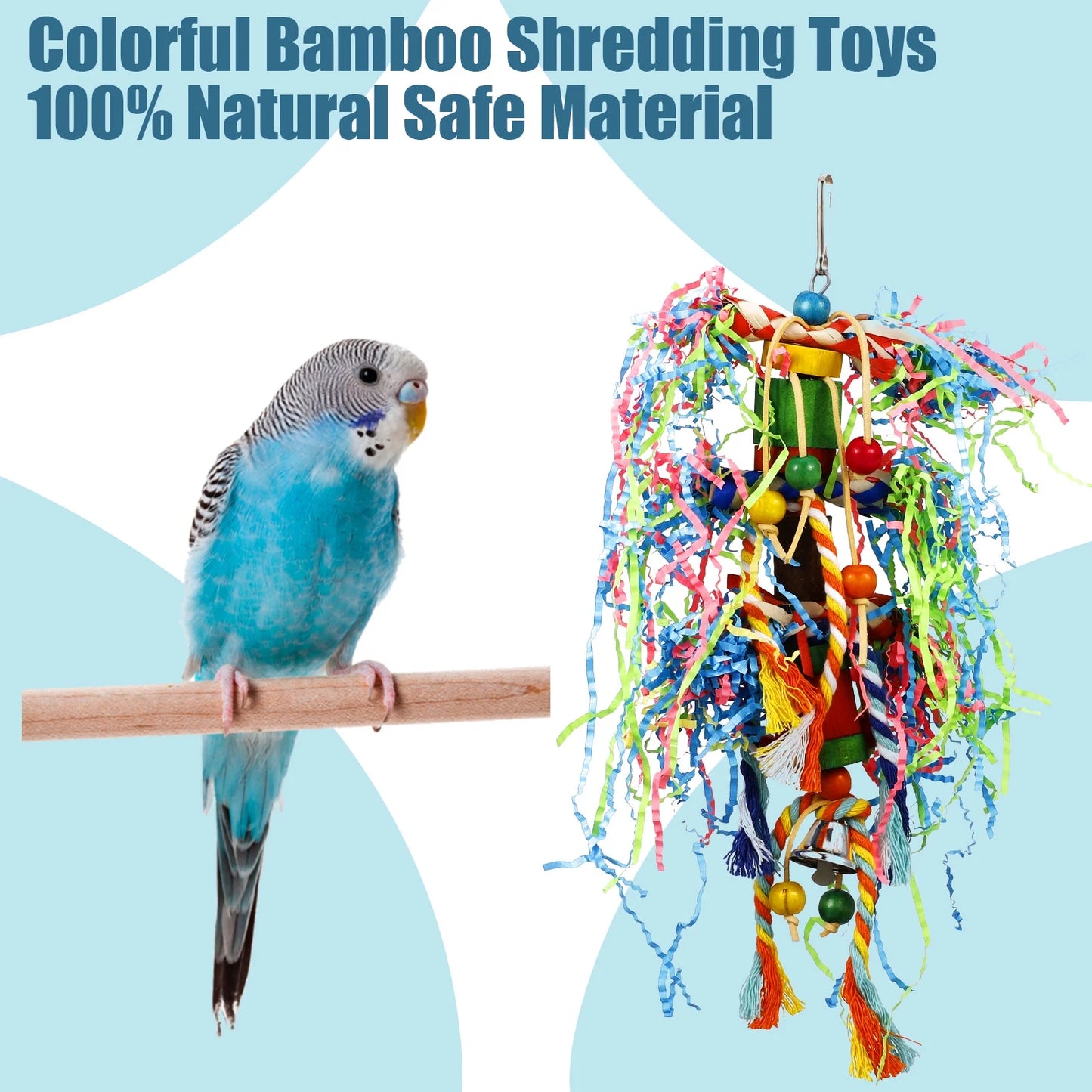 4 Pack Bird Shredding Toys,Parrots Chewing Hanging Foraging Toys Parrots Cage Shredder Toys Birds Budgies Cage Accessories for Small Parakeets,Conures,Love Birds,Finches
