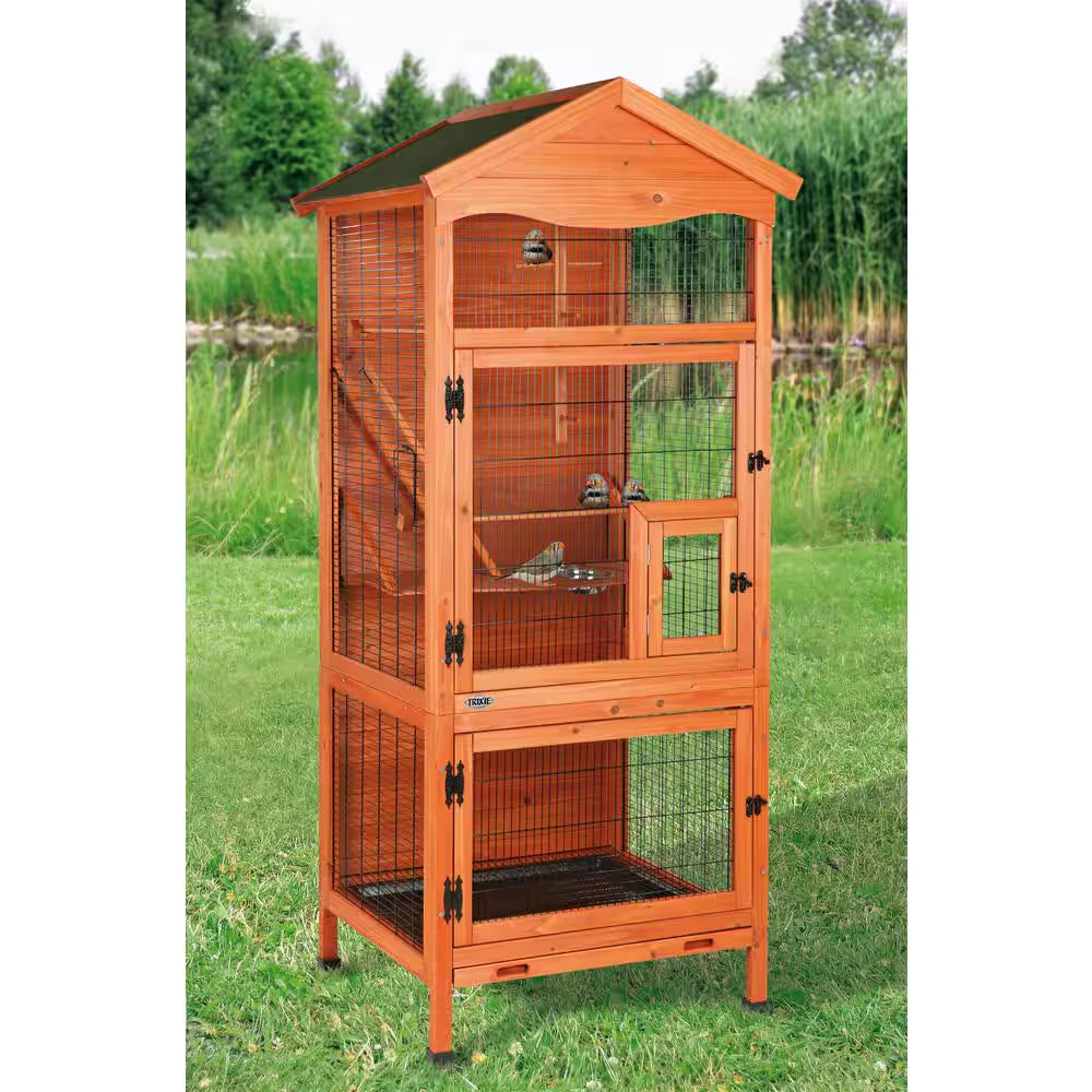 30.5 In. L X 30.5 In. W X 70.75 In. H Aviary Large Wooden Bird House