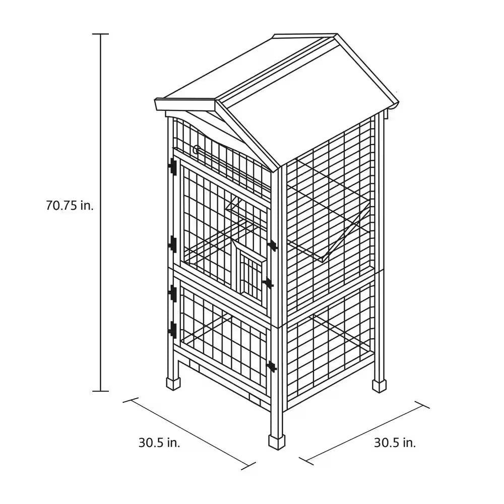 30.5 In. L X 30.5 In. W X 70.75 In. H Aviary Large Wooden Bird House