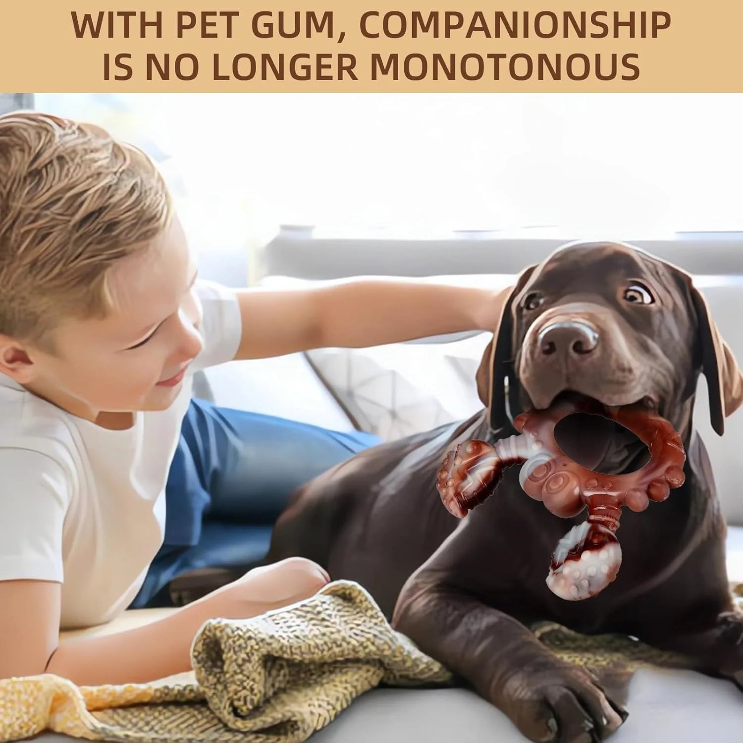 Dog Chew Toy for Aggressive Chewers – Tough & Interactive Bone for Medium to Large Dogs