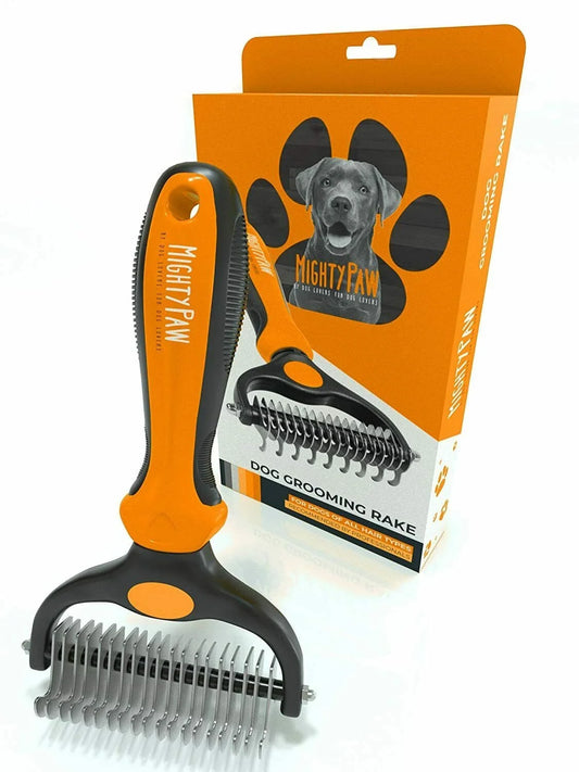 Dog Grooming Brush – Deshedding & Dematting Comb for All Coat Types (Orange)