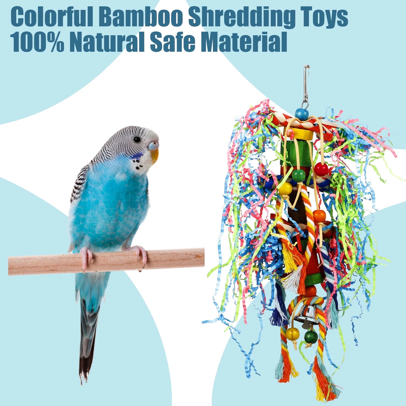 4 Pack Bird Shredding Toys,Parrots Chewing Hanging Foraging Toys Parrots Cage Shredder Toys Birds Budgies Cage Accessories for Small Parakeets,Conures,Love Birds,Finches